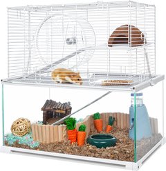 OiiBO 3 Tiers Glass Small Pet Cage, White, 15-gal