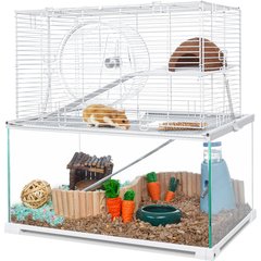 OiiBO 3 Tiers Glass Small Pet Cage, White, 15-gal