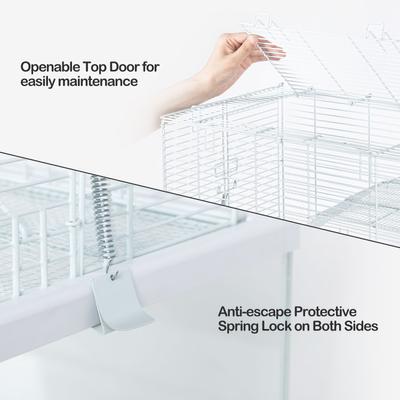 Show full view: OiiBO 3 Tiers Glass Small Pet Cage, White, 15-gal slide 5 of 8
