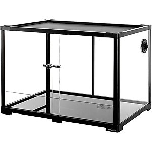 OiiBO Tempered Glass Reptile Terrarium, Black, 34-gallon