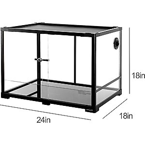OiiBO Tempered Glass Reptile Terrarium, Black, 34-gallon