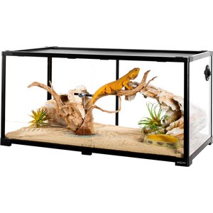 OiiBO Tempered Glass Reptile Terrarium, Black, 50-gallon