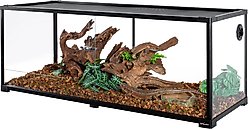OiiBO Tempered Glass Reptile Terrarium, Black, 64-gallon