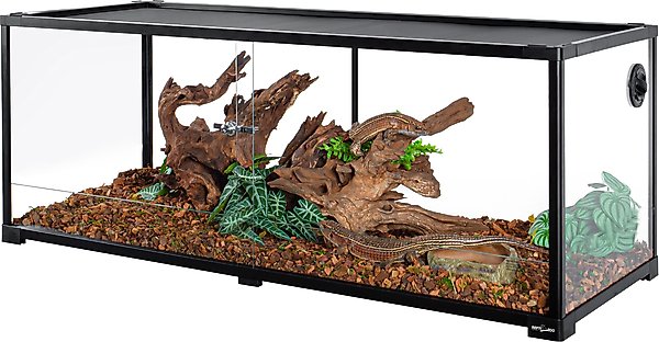 OiiBO Tempered Glass Reptile Terrarium, Black