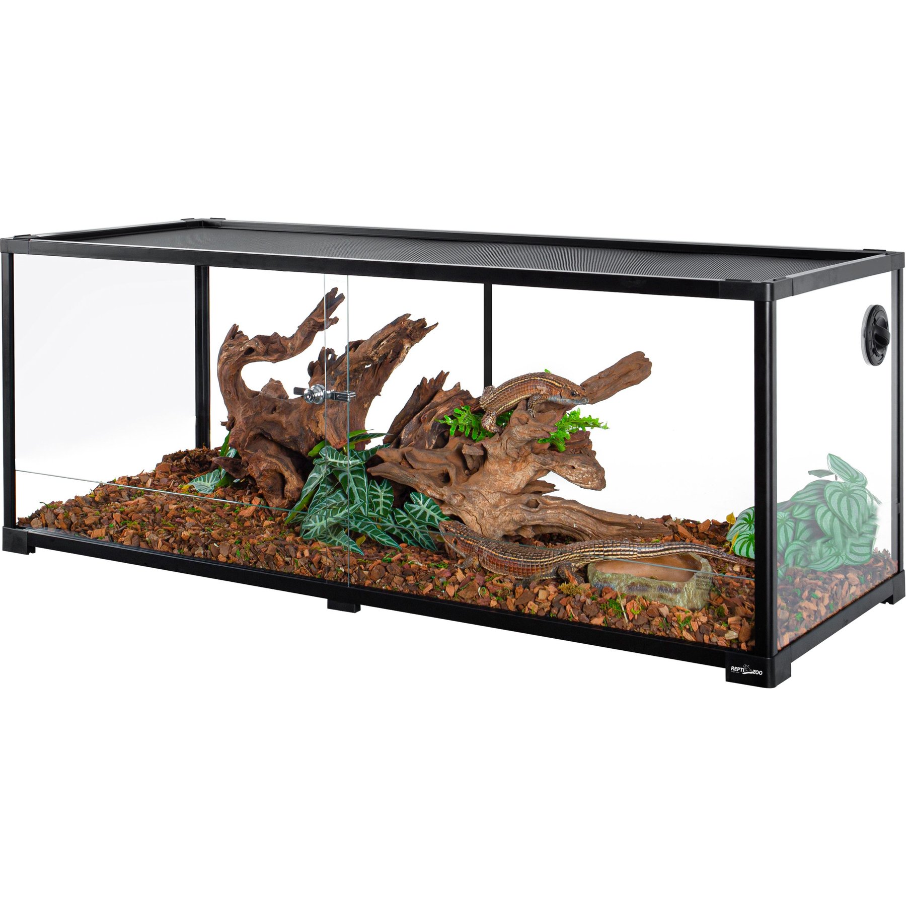 OiiBO Tempered Glass Reptile Terrarium, Black, 64-gallon