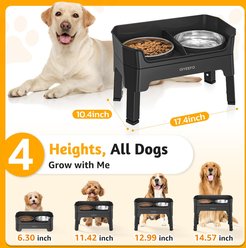 Oiyeefo 3-in-1 Mess-Proof Elevated Stainless Steel Dog Bowl with Licking Plate & Height Adjustable Stand, Black, 53-oz slide 2 of 6