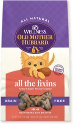 Old Mother Hubbard by Wellness All The Fixins Turkey & Sweet Potato Grain-Free Natural Mini Oven-Baked Biscuits Dog Treats, 16-oz bag