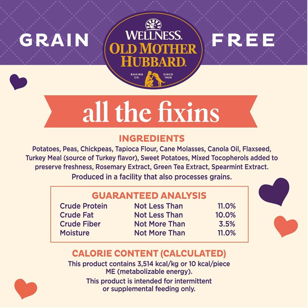 Old Mother Hubbard by Wellness All The Fixins Turkey & Sweet Potato Grain-Free Natural Mini Oven-Baked Biscuits Dog Treats