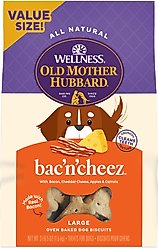 Old Mother Hubbard by Wellness Classic Bac'N'Cheez Natural Large Oven-Baked Biscuits Dog Treats, 3.3-lb bag