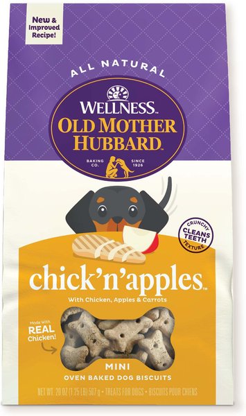 Old Mother Hubbard by Wellness Classic Chick'N'Apples Natural Mini Oven-Baked Biscuits Dog Treats, 20-oz bag Old Mother Hubbard by Wellness Classic Chick'N'Apples Natural Mini Oven-Baked Biscuits Dog Treats, 20-oz bag