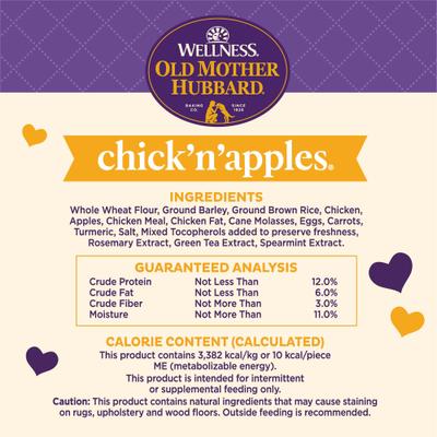Show full view: Old Mother Hubbard by Wellness Classic Chick'N'Apples Natural Mini Oven-Baked Biscuits Dog Treats, 20-oz bag slide 7 of 12