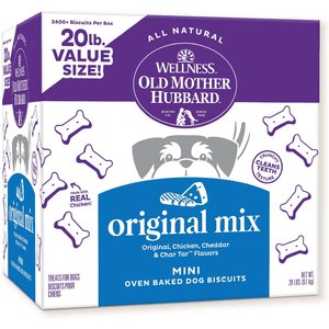 Old Mother Hubbard by Wellness Classic Original Mix Natural Mini Oven-Baked Biscuits Dog Treats, 20-lb box