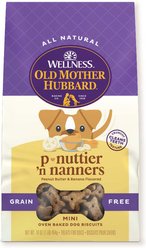 Old Mother Hubbard by Wellness Classic P-Nuttier 'N Nanners Grain-Free Mini Oven-Baked Biscuits Dog Treats, 16-oz bag