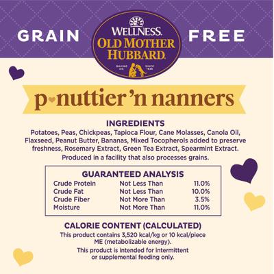 Show full view: Old Mother Hubbard by Wellness Classic P-Nuttier 'N Nanners Grain-Free Mini Oven-Baked Biscuits Dog Treats, 16-oz bag slide 7 of 11