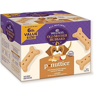 Old Mother Hubbard by Wellness Classic P-Nuttier Natural Large Oven-Baked Biscuits Dog Treats, 6-lb box slide 1 of 7