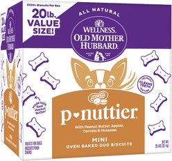 Old Mother Hubbard by Wellness Classic P-Nuttier Natural Mini Oven-Baked Biscuits Dog Treats, 20-lb box