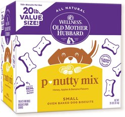 Old Mother Hubbard by Wellness P-Nutty Assorted Mix Natural Small Oven-Baked Biscuits Dog Treats, 20-lb box