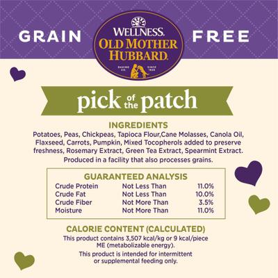 Show full view: Old Mother Hubbard by Wellness Pick of the Patch Natural Grain-Free Mini Oven-Baked Biscuits Dog Treats, 16-oz bag slide 7 of 11