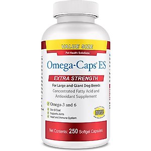 Omega-Caps Extra Strength Skin Coat Joint Heart & Immune Health Softgel Capsules for Large Dogs, 250 count