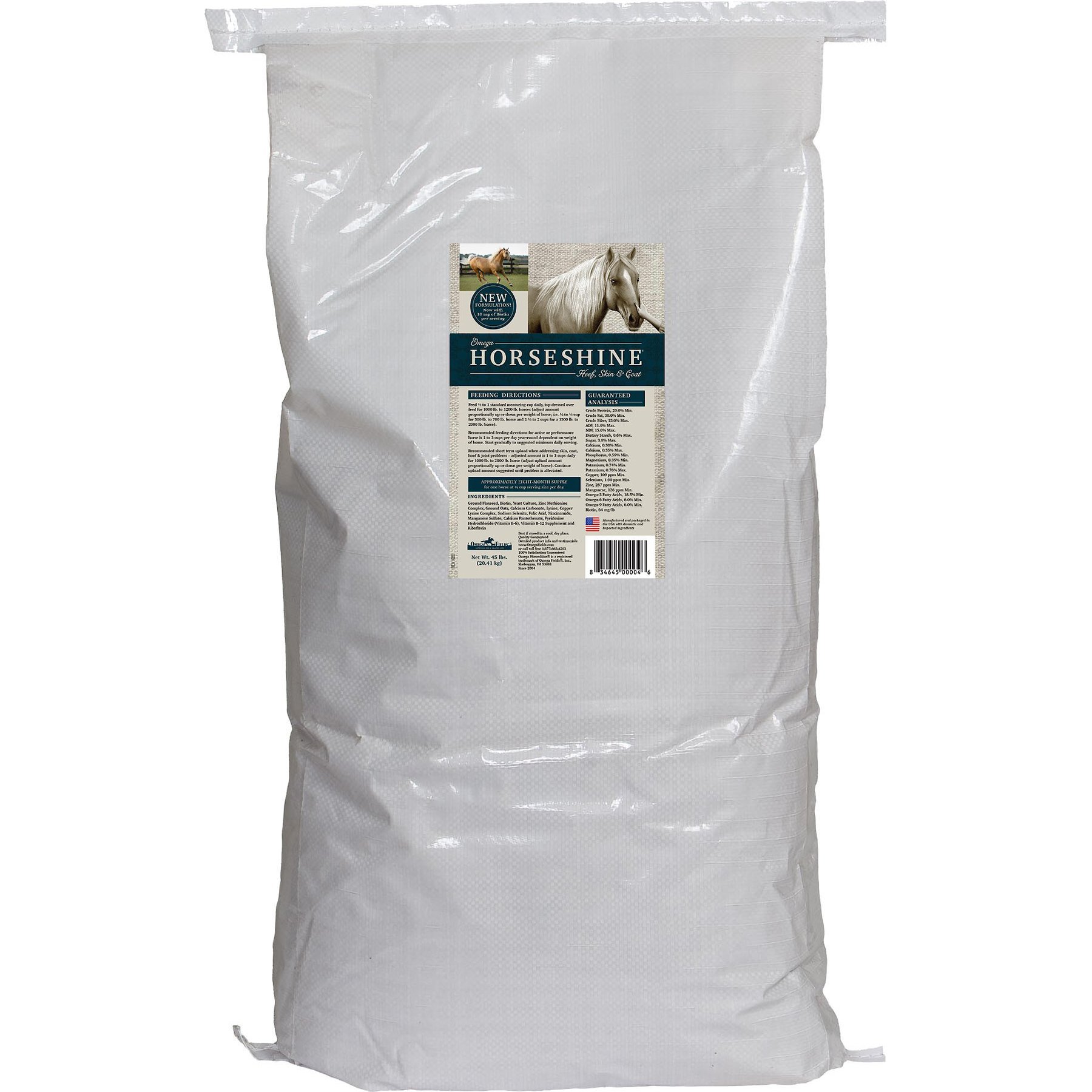 Omega Fields Horseshine Hoof, Skin & Coat Horse Supplement, 45-lb bag