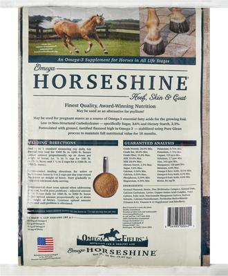 Show full view: Omega Fields Omega Horseshine Hoof, Skin & Coat Powder Horse Supplement, 20-lb bag slide 2 of 4