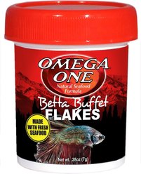 Omega One Betta Buffet Flakes Food + SunGrow Indian Almond Catappa Aquarium Fish Betta Leaves slide 2 of 5