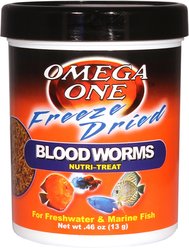 Omega One Freeze-Dried Blood Worms Freshwater & Marine Fish Treat, .46-oz jar