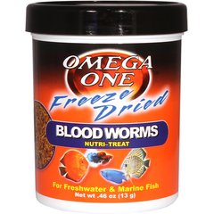 Omega One Freeze-Dried Blood Worms Freshwater & Marine Fish Treat, .46-oz jar