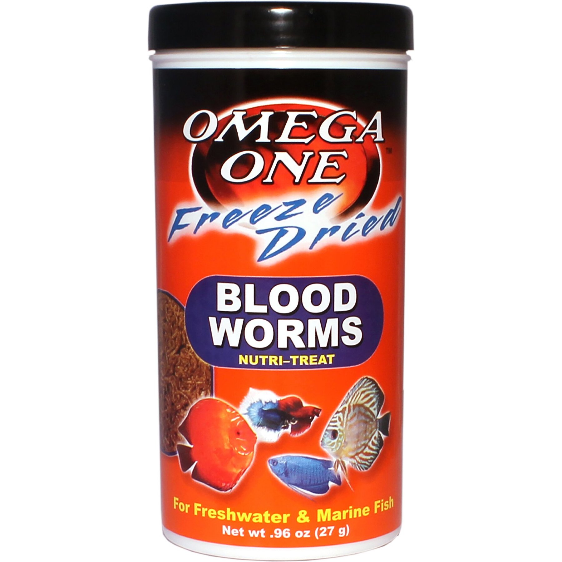 Omega One Freeze-Dried Blood Worms Fish Treat, .96-oz jar