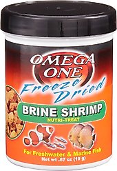 Omega One Freeze-Dried Brine Shrimp Freshwater & Marine Fish Treat, .67-oz jar