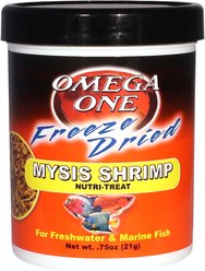 Omega One Freeze-Dried Mysis Shrimp Freshwater & Marine Fish Treat, .75-oz jar