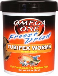 Omega One Freeze-Dried Tubifex Worms Freshwater & Marine Fish Treat, .85-oz jar