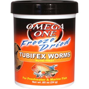 Omega One Freeze-Dried Tubifex Worms Freshwater & Marine Fish Treat, .85-oz jar