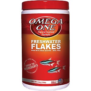 Omega One Freshwater Flakes Tropical Fish Food, 5.3-oz jar