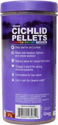 Show full view: Omega One Medium Cichlid Pellets Floating Fish Food, 6.5-oz jar slide 3 of 5