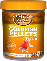 Omega One Medium Sinking Goldfish Pellets Fish Food, 4.2-oz jar
