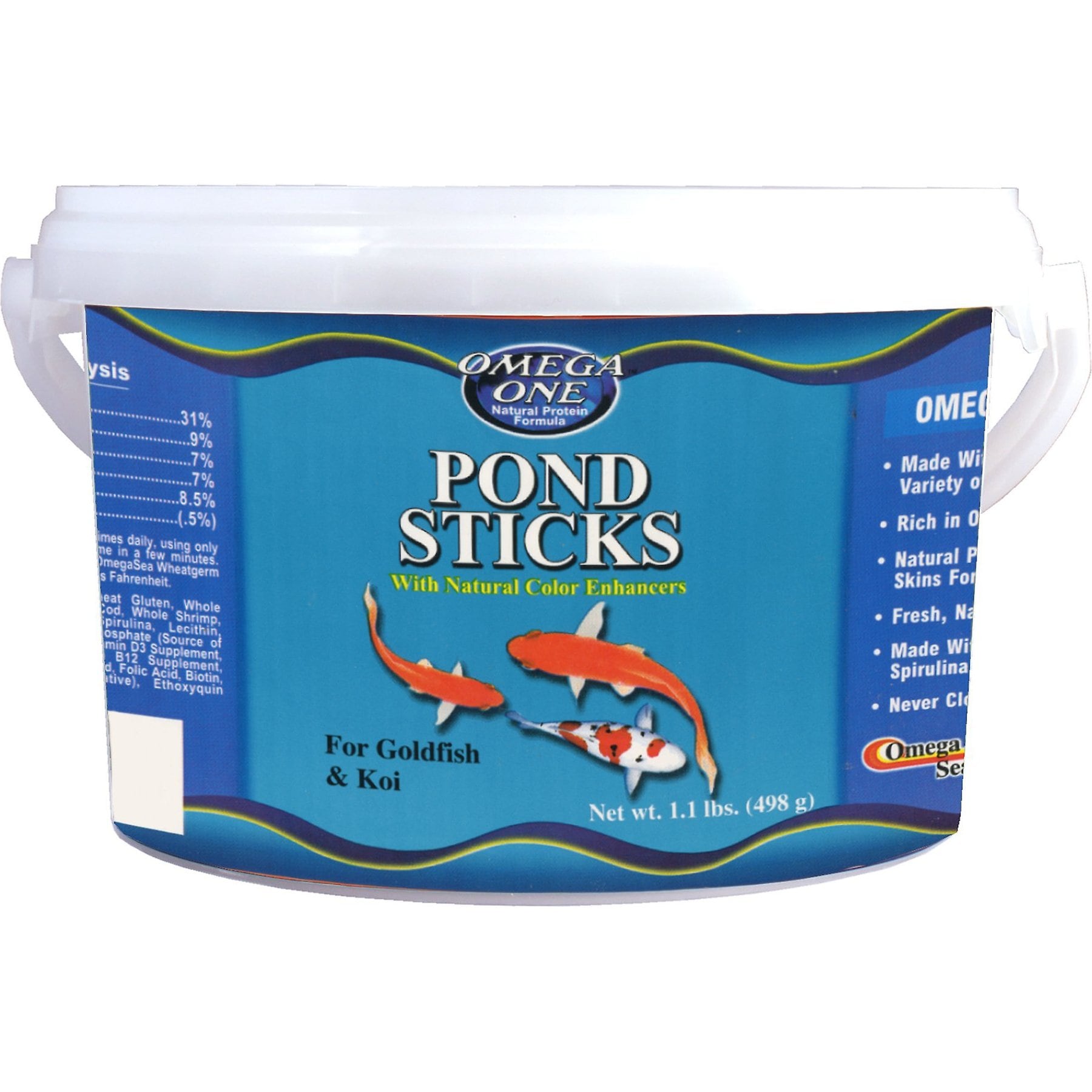 Omega One Pond Sticks Goldfish & Koi Fish Food, 1.1-lb jar