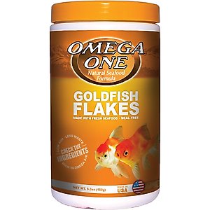 Omega One Protein Enhanced Goldfish Flakes Fish Food, 5.3-oz jar