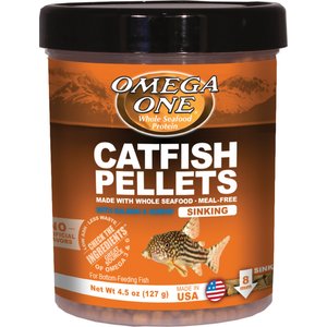 Omega One Sinking Catfish Pellets with Shrimp Freshwater & Saltwater Fish Food, 4.5-oz jar