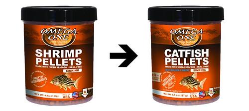 Show full view: Omega One Sinking Catfish Pellets with Shrimp Freshwater & Saltwater Fish Food, 4.5-oz jar slide 2 of 5