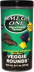 Omega One Sinking Veggie Rounds Freshwater & Saltwater Fish Food, 8.1-oz jar