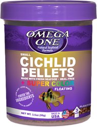 Omega One Small Cichlid Pellets Floating Fish Food, 3.5-oz jar