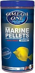 Omega One Small Marine Pellets with Garlic Fish Food, 8.25-oz jar