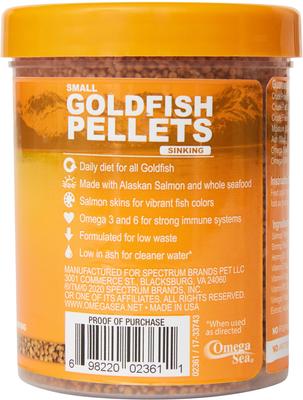 Show full view: Omega One Small Sinking Goldfish Pellets Fish Food, 4.2-oz jar slide 3 of 4