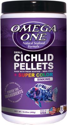Show full view: Omega One Super Color Small Cichlid Pellets Sinking Fish Food, 16.25-oz jar slide 1 of 6