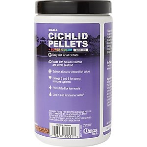 Omega One Super Color Small Cichlid Pellets Sinking Fish Food, 16.25-oz jar