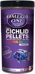 Omega One Super Color Small Cichlid Pellets Sinking Fish Food, 8-oz jar