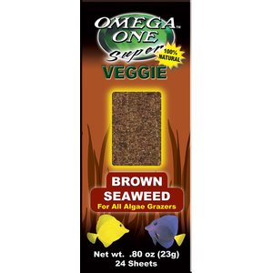 Omega One Super Veggie Brown Seaweed Algae Grazer Fish Food, 24-sheets