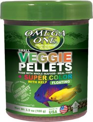 Omega One Super Veggie Kelp Pellets Floating Algae Grazers Fish Food, 3.5-oz jar
