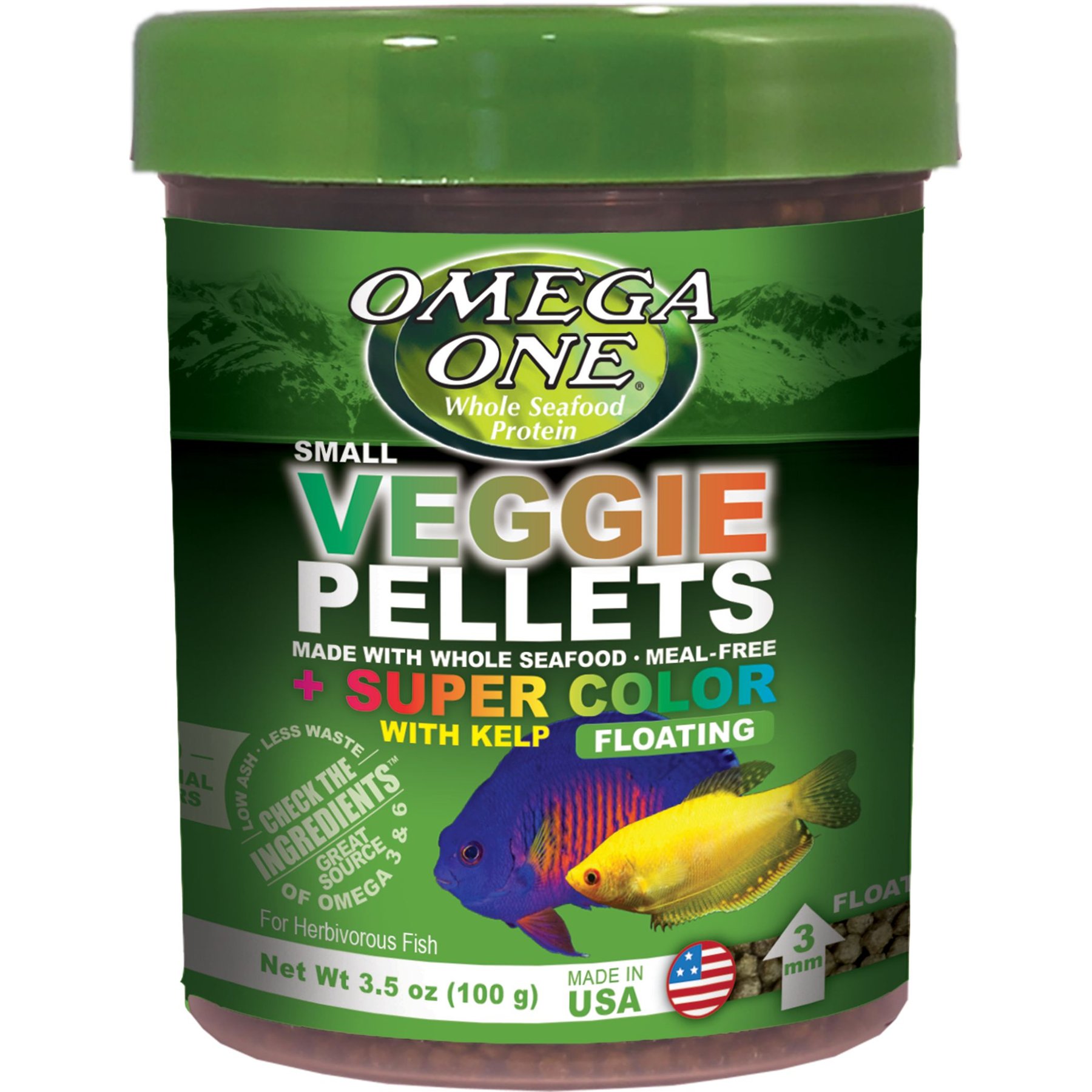 Omega One Super Veggie Kelp Floating Algae Grazers Fish Food, 3.5-oz